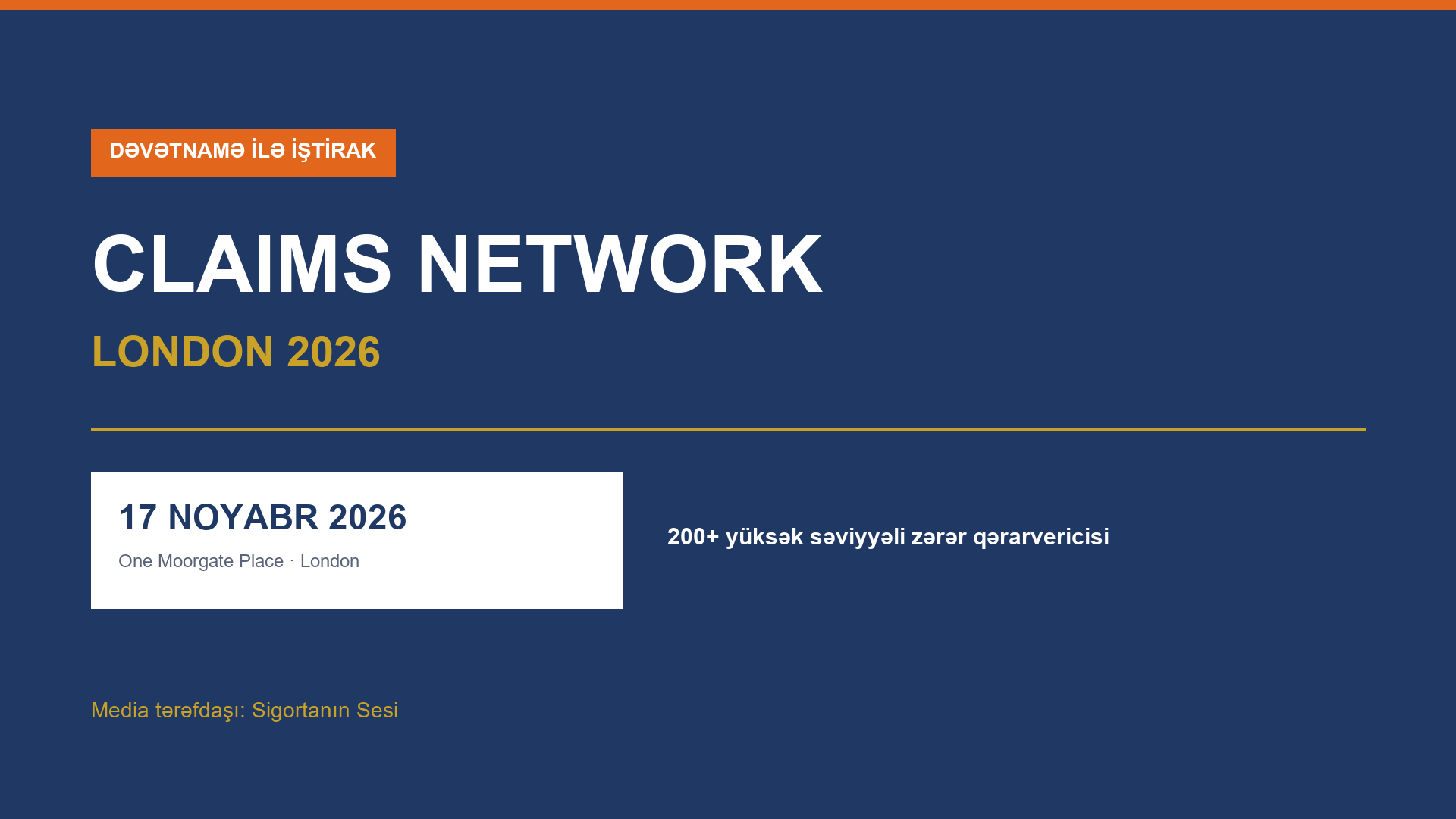 Claims Network London 2026 17 noyabrda Londonda keçiriləcək