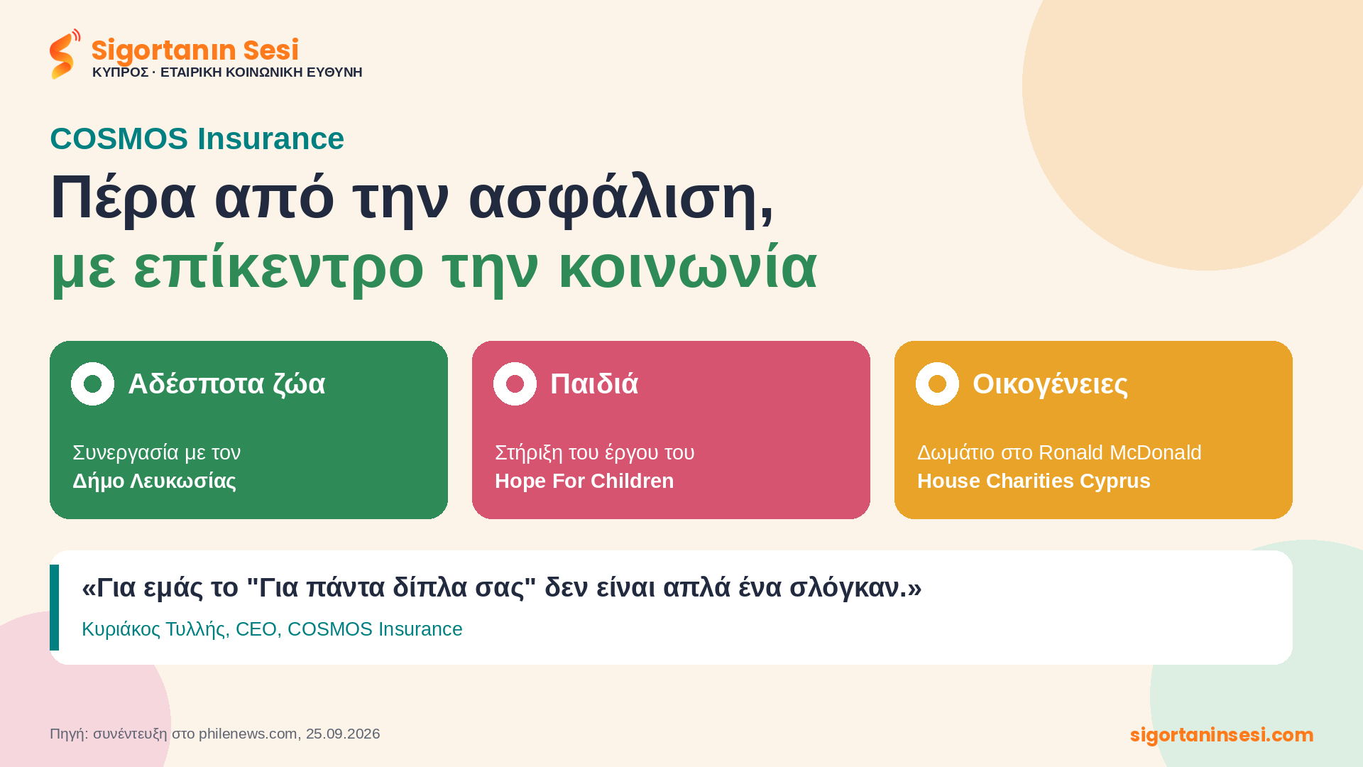 COSMOS Insurance: Η ασφάλιση ως υπόσχεση να είμαστε δίπλα στον άνθρωπο