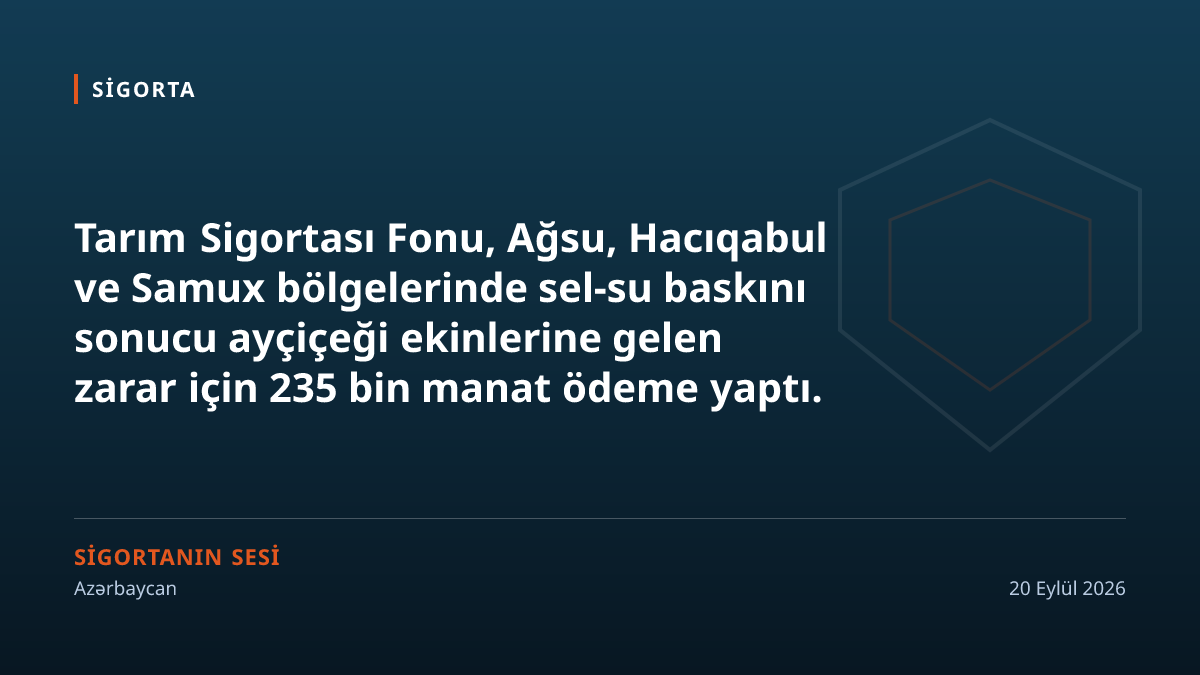 Sel basan ayçiçeği tarlaları için 235 bin manat ödendi; primin yarısını devlet karşılıyor, tarife bölgeye göre değişiyor