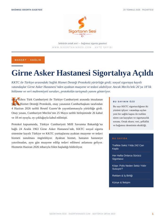 KKTC · 20 Temmuz 2026 kapağı