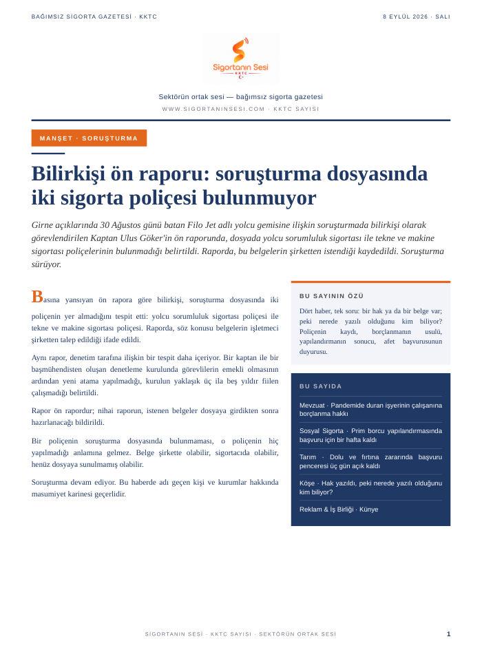 KKTC · 10 Eylül 2026 kapağı